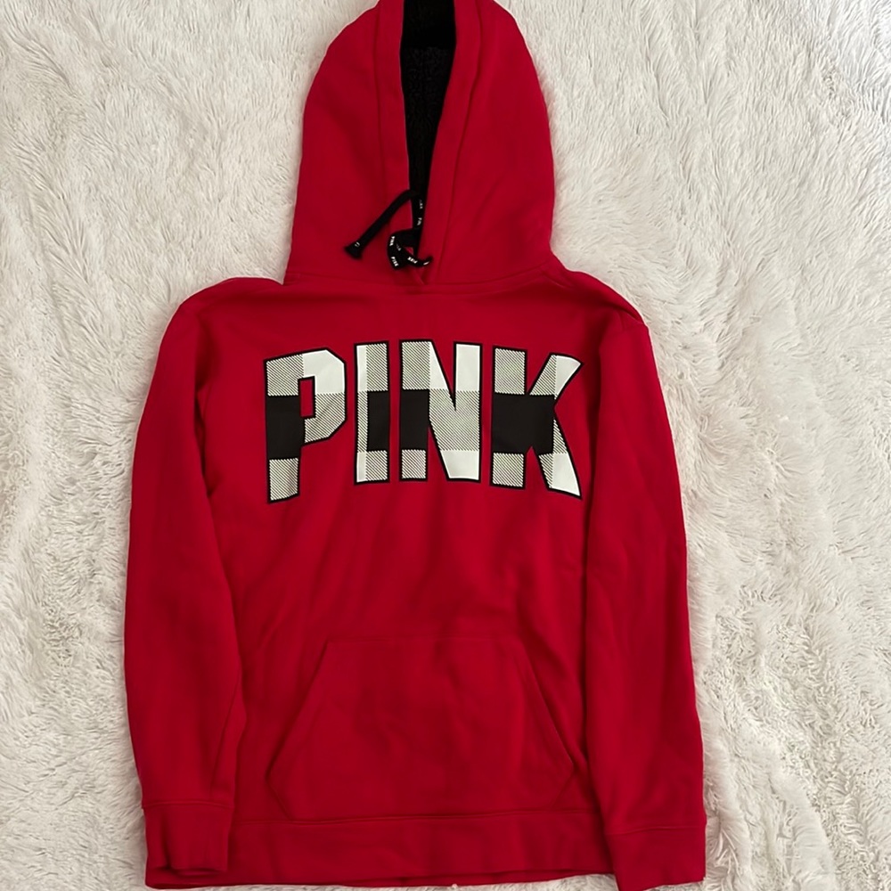Victoria Secret red Sherpa hoodie size m